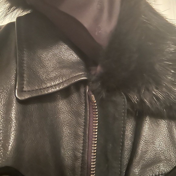 DSQUARED2 Leather Jacket with Removable Fur Colar - Picture 5 of 14